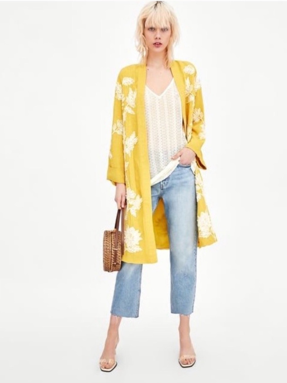 Zara Special Edition Yellow Embroidered Kimono
